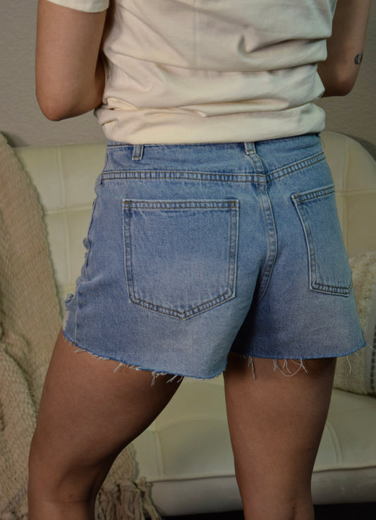 Essential High Waisted Denim Shorts: Light Wash