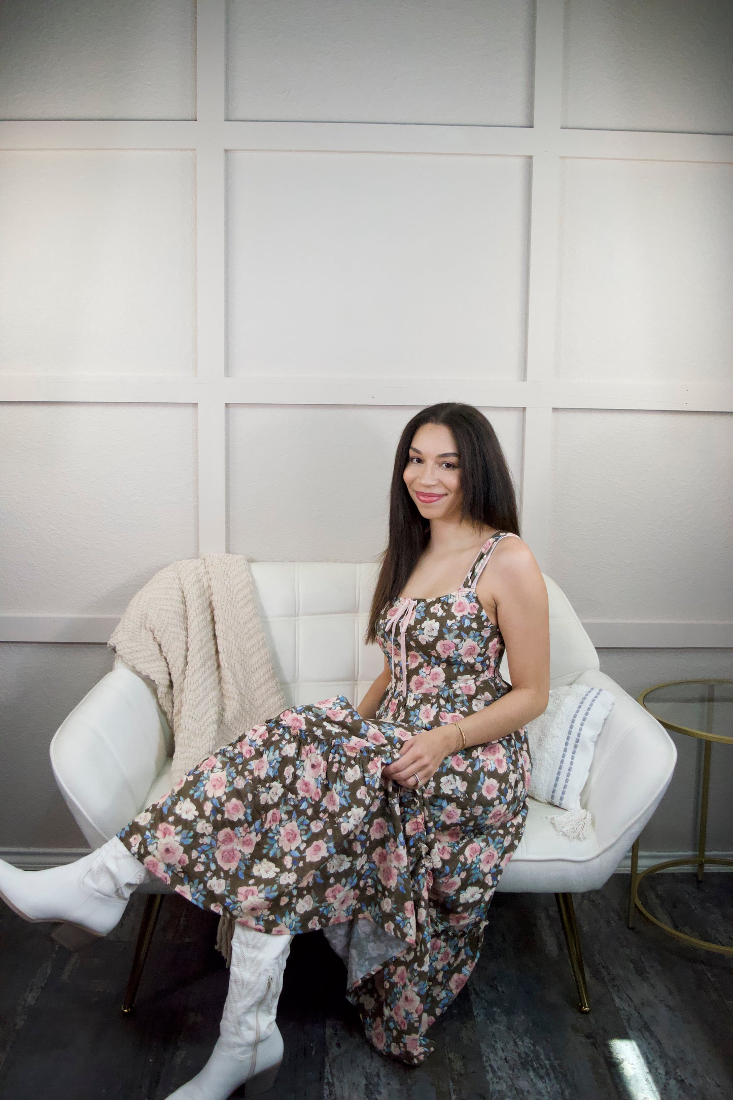 Willow Floral Midi: Mocha/Pink
