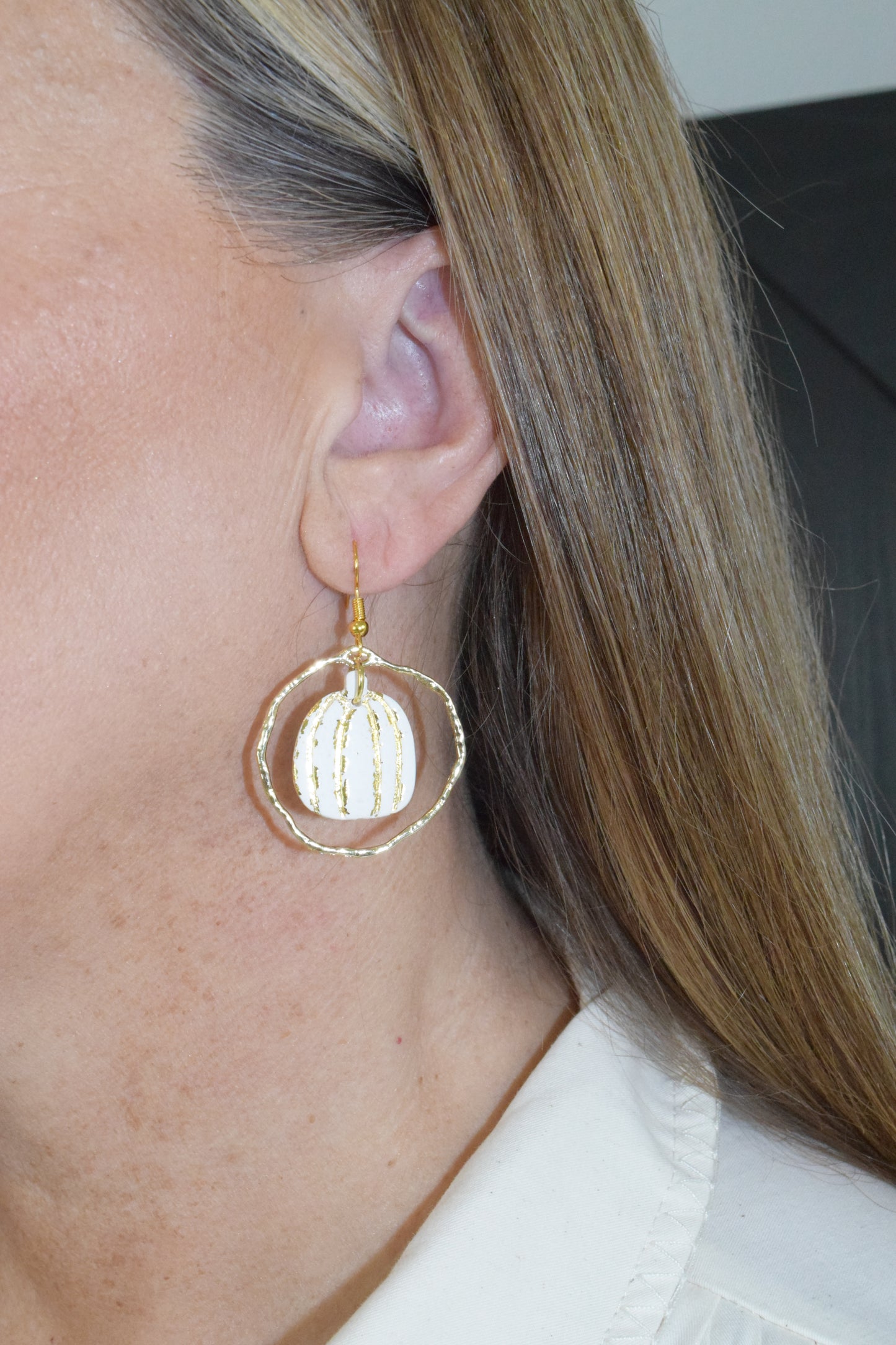 Pumpkin Patch Foiled Earrings: Gold