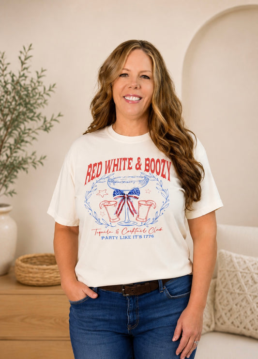 Red, White and Boozy Top: Beige