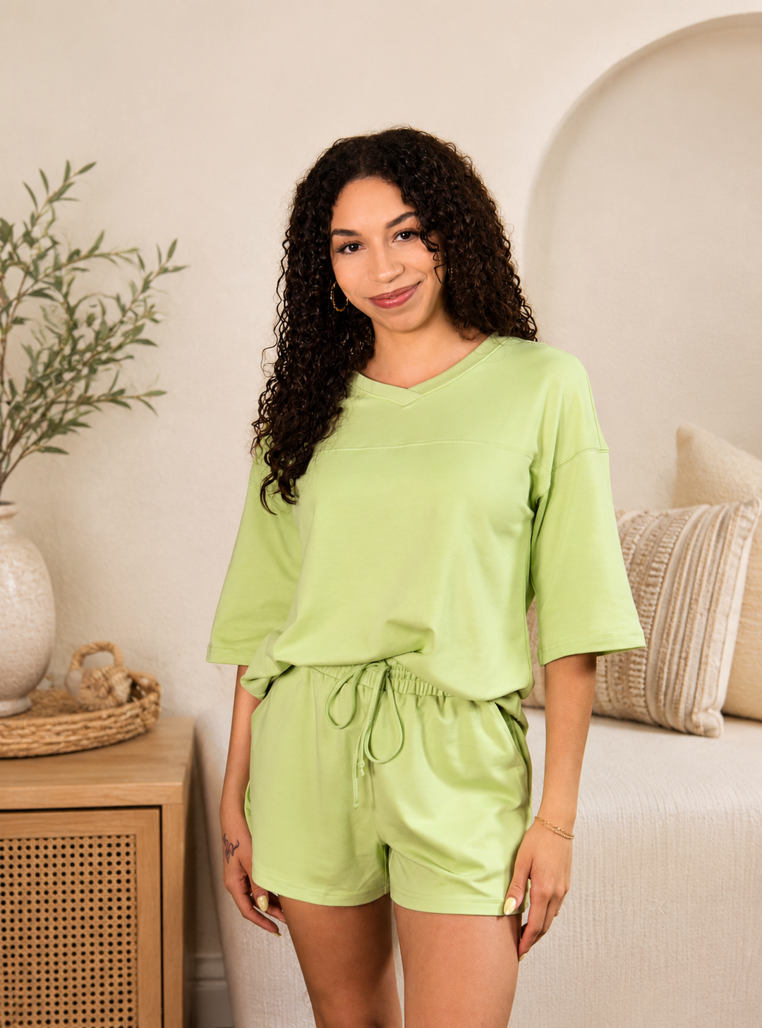 Casual Days Two Piece Set: Light Green