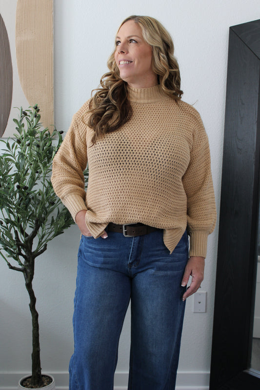 Golden Hour Chunky Knit Sweater: Sand