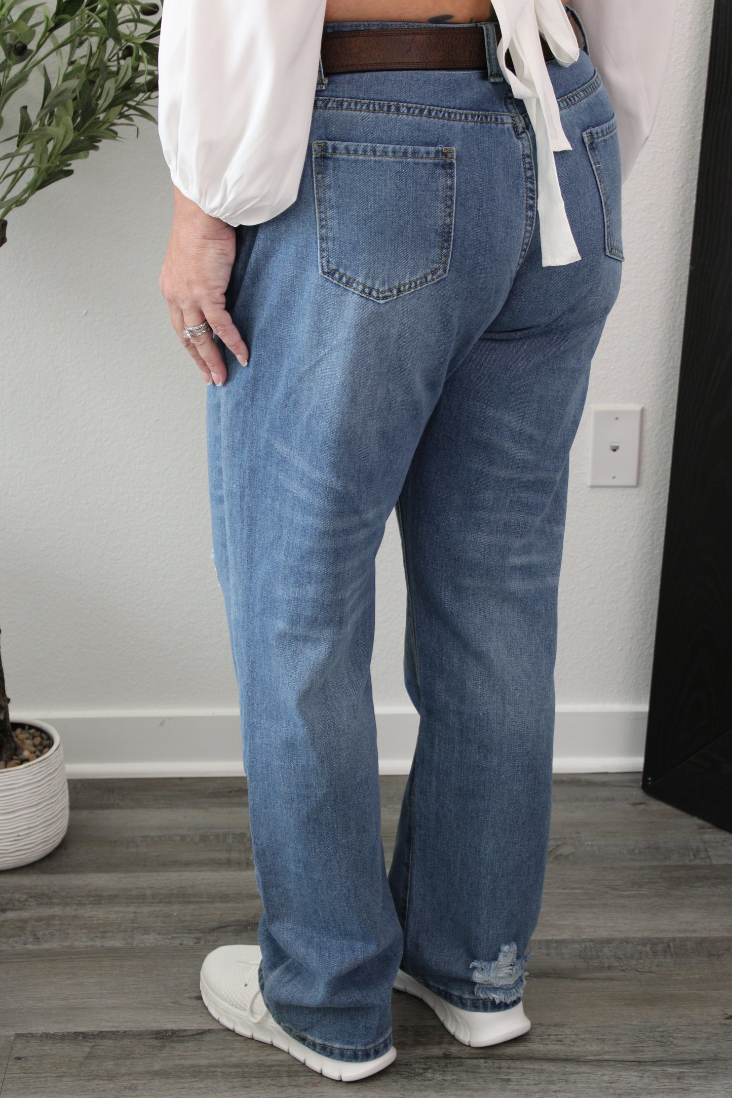 Laid Back High Waisted Distressed Jeans