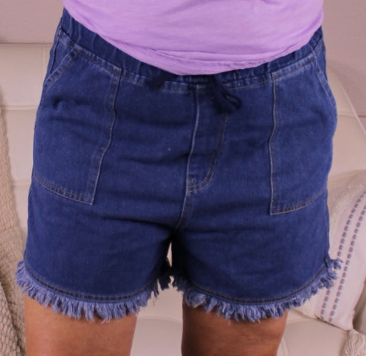 Desert Fringe Shorts: Deep Blue