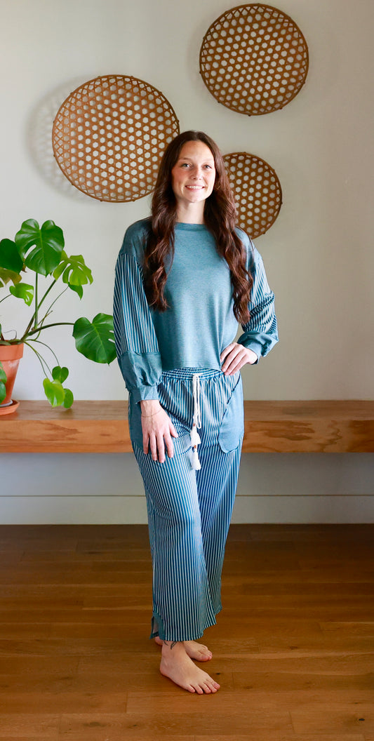 Slow Mornings Striped Two-Piece Set