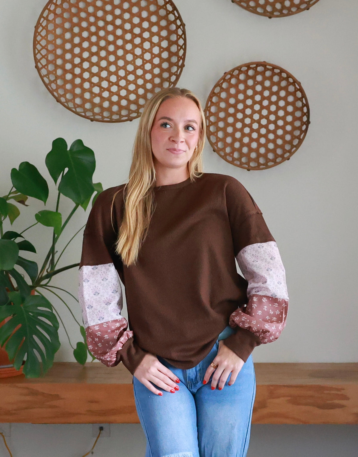 Cassidy Cozy Blooms Waffle Knit Top