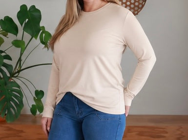 Riley Essential Long Sleeve Top: Beige