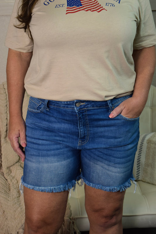 Everyday Mid-Rise Denim Shorts: Medium Wash