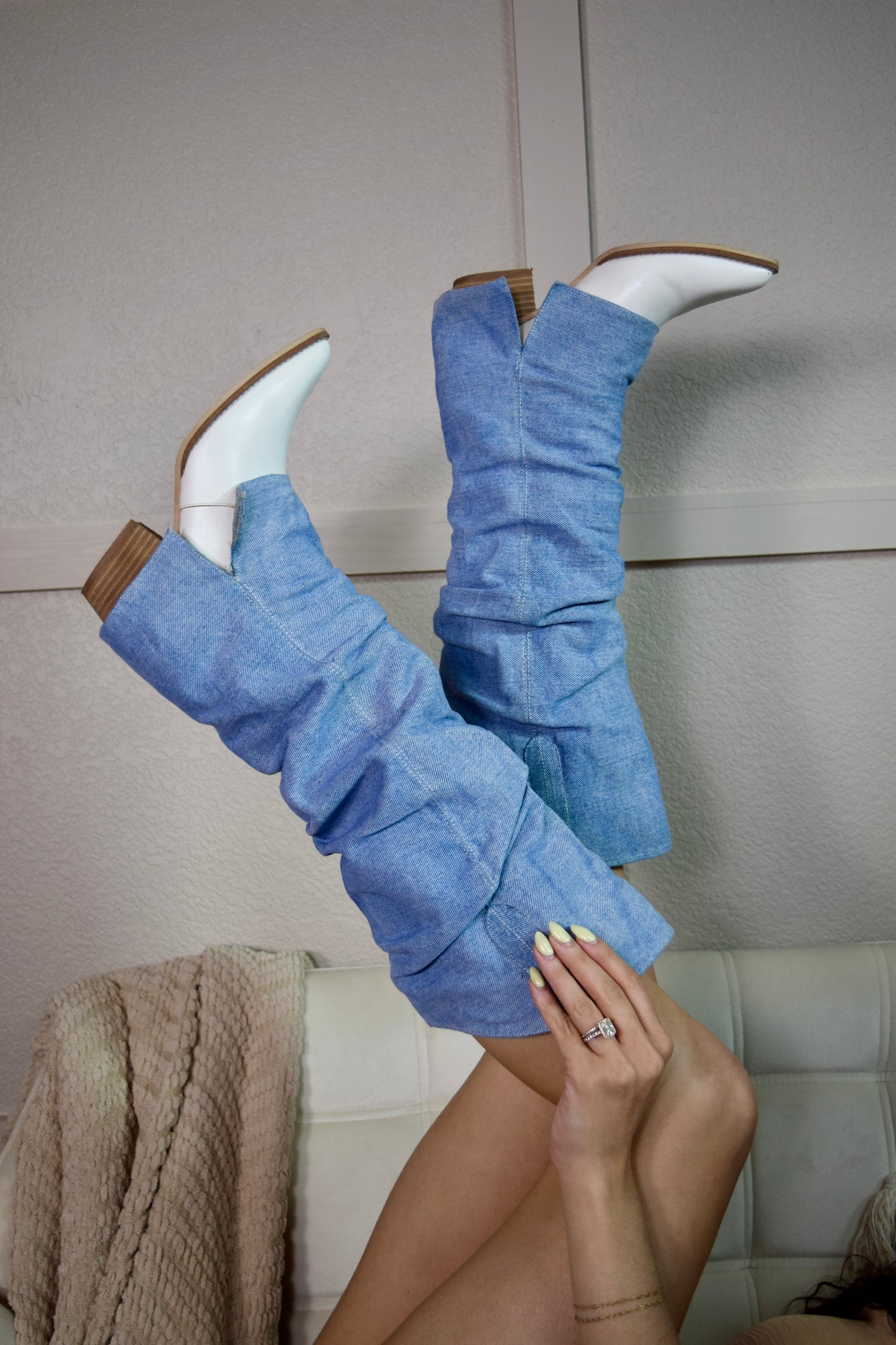 Thea Cowboy Boots: Denim