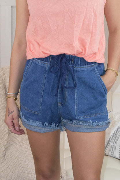 Desert Fringe Shorts: Deep Blue