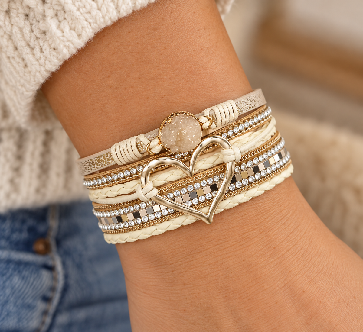 Eliza Golden Heart Layered Bracelet