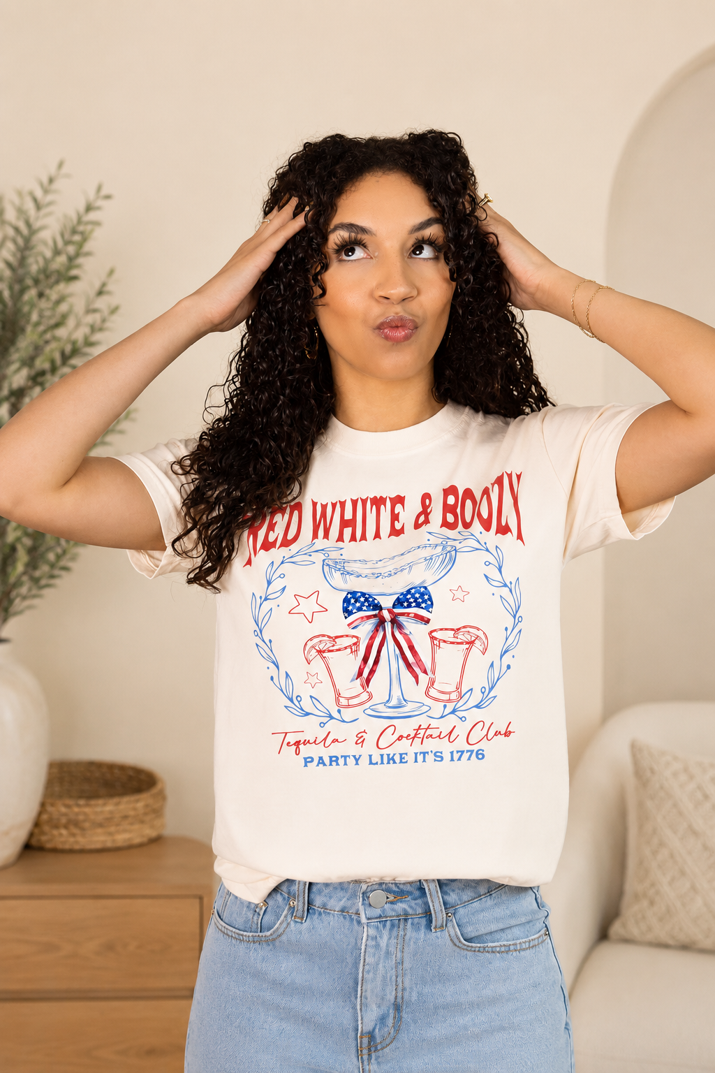 Red, White and Boozy Top: Beige