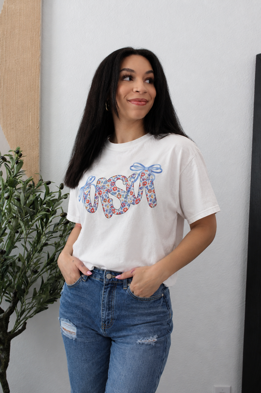 Bow USA Top: White