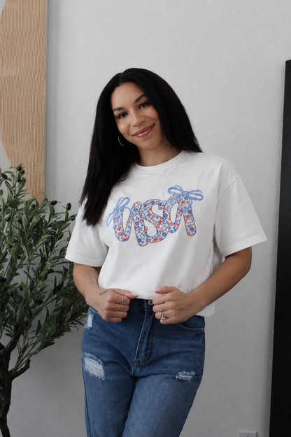 Bow USA Top: White