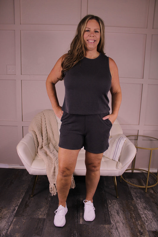 Slate Striped Set: Black/Grey