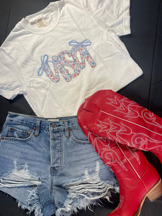 Bow USA Top: White