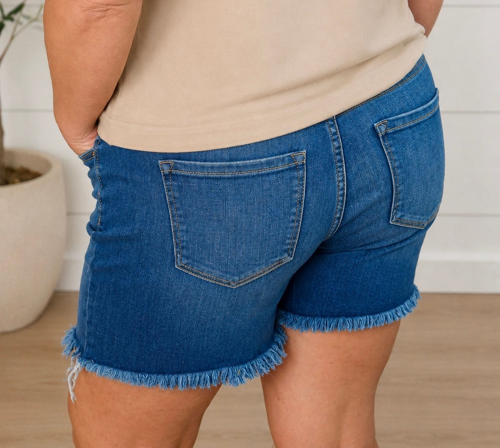 Everyday Mid-Rise Denim Shorts: Medium Wash