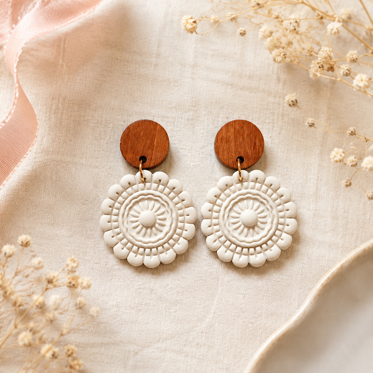 Mandala Polymer Clay Earrings