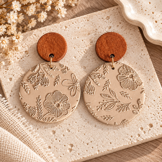 Mocha Meadow Polymer Clay Earrings