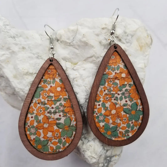 Fall Flower Wood Earrings: Floral